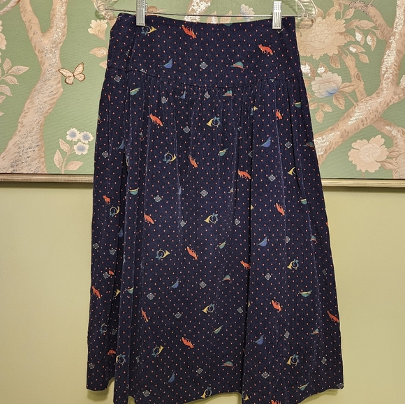 Vintage The Eagles Eye Holiday Fox Hunt Feathercord Corduroy Skirt Size 10 - Picture 5 of 7